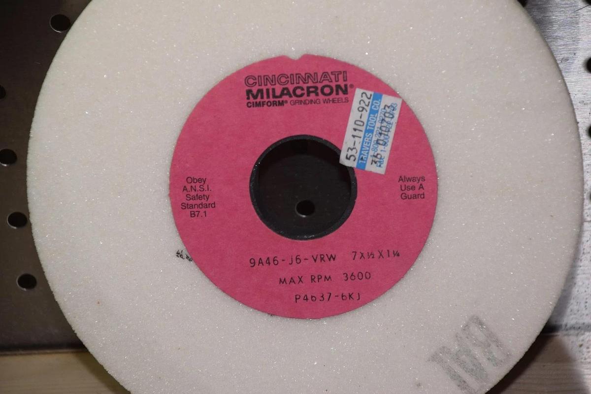 Cincinnati Milacron 9A46-J6-VRW, P4637-6KJ Grinding Wheel  7 x 1/2 x 1-1/4 NOS