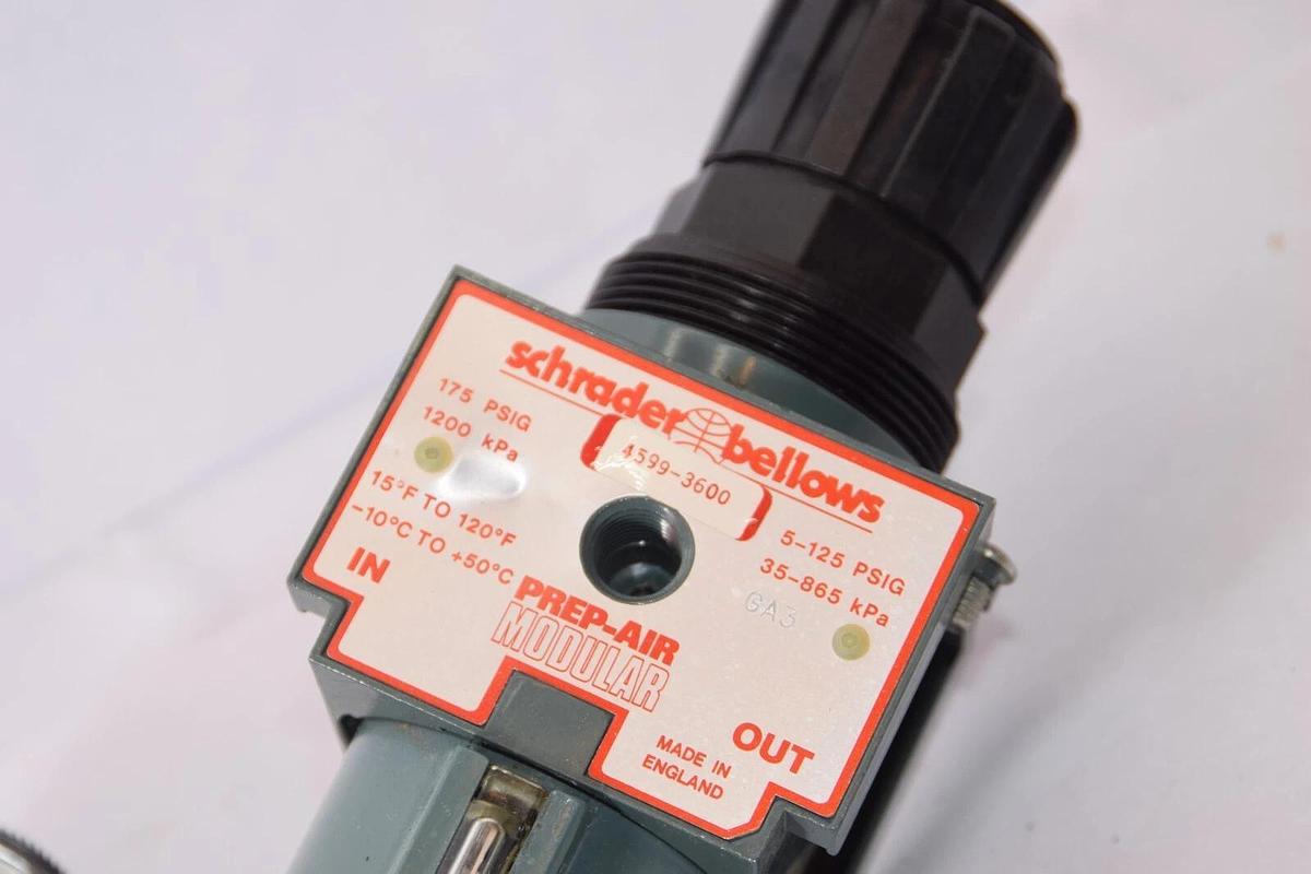 (NEW) SCHRADER BELLOWS 4599-3600 5-125psig Prep-Air Modular Lubricator *Dent*
