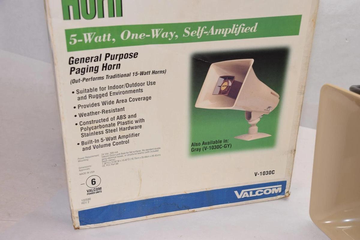 (NEW)  VALCOM V-1030C 5-Watt One-Way Self-Amplified General Purpose Paging Horn