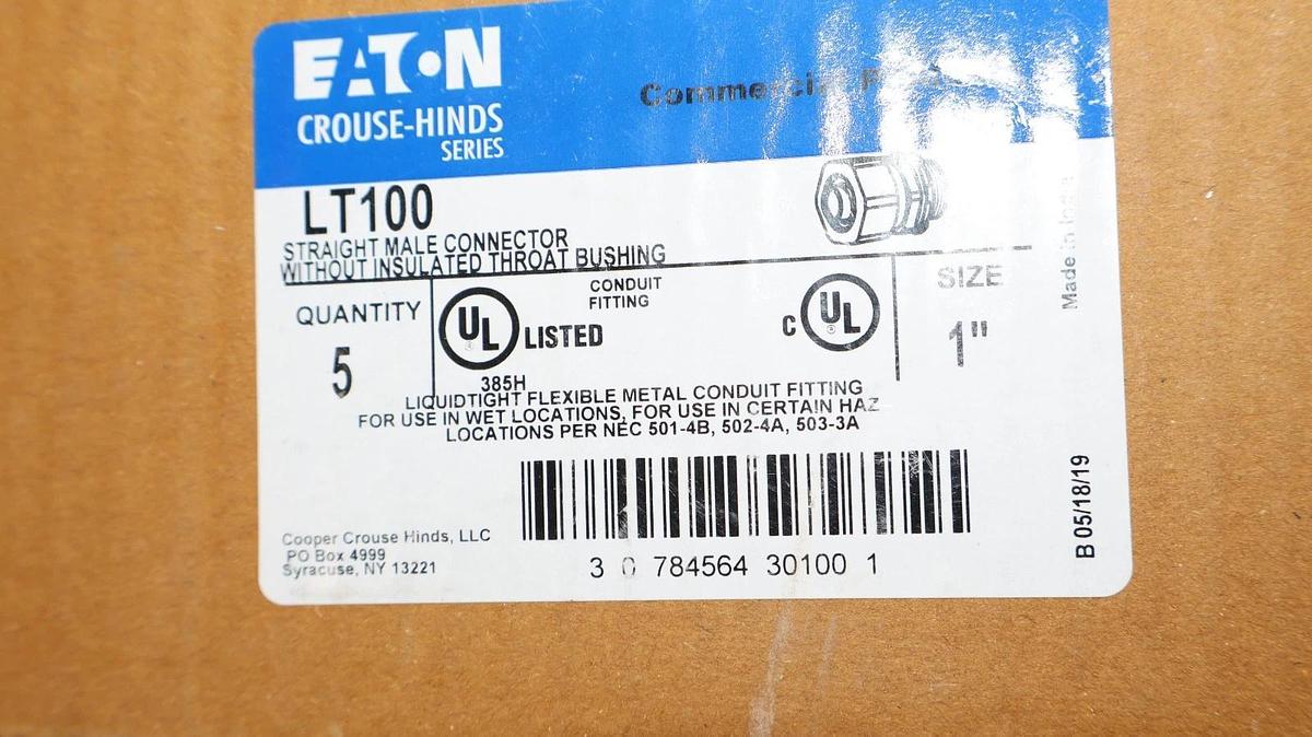 Eaton LT100 1" Liquidtight Flexible Metal Conduit Fitting (New - Box of 5)