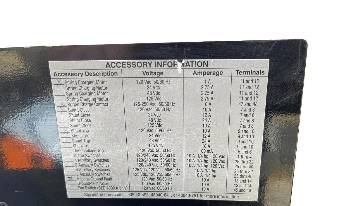 Refurbished Square D Electronic Trip Breaker SQD, SED361600LSGES1, 1600A-3P, SED, 3B, 1600 A
