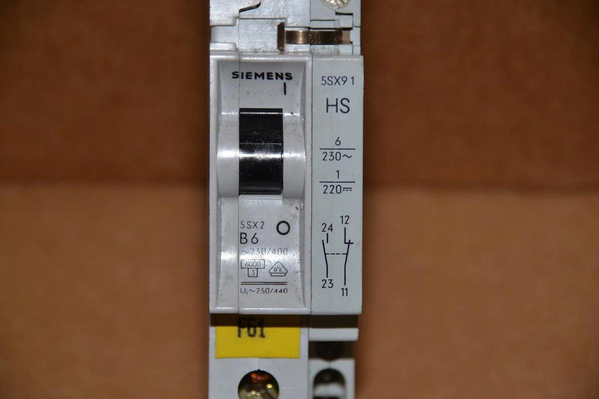 Used SIEMENS 5SX2 B6 5SX91 HS 5SX91 HS 6 Amp A 6A 1POLE 1p CIRCUIT BREAKER