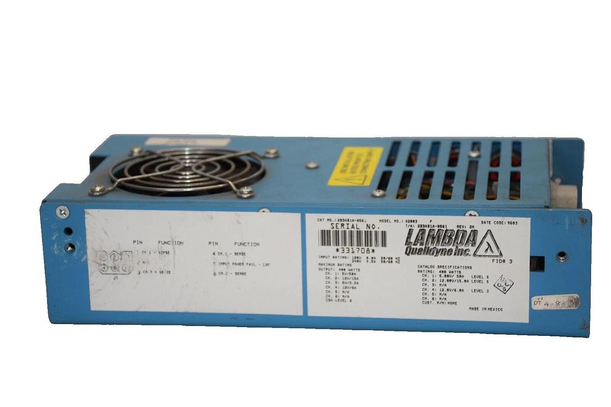 Used LAMBDA QUALIDYNE INC 2B3AB1A-0561 , 02003 120V 8.0A 50/60Hz 400w Power Supply