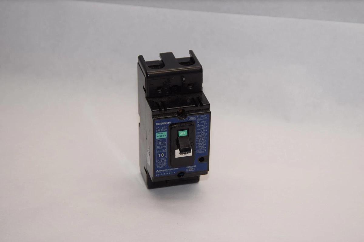 Used (Lot of 2) MITSUBISHI NF30-CS 10Amp 2P 50/60Hz No-Fuse Breaker