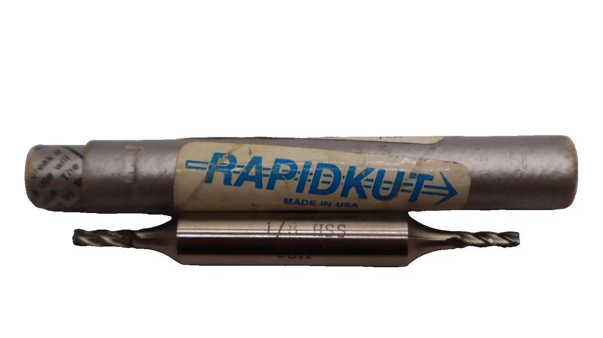 (NEW) RAPIDKUT CR45 B4U , B-4U 1/8" x 3/8" HS 4FL BE EM-USA Double End Mill