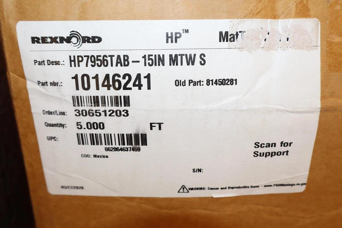 Rexnord Mat-Top Chain 5' 10146241 HP7956TAB-15IN MTW S HP7956TAB-15INMTWS (NEW)