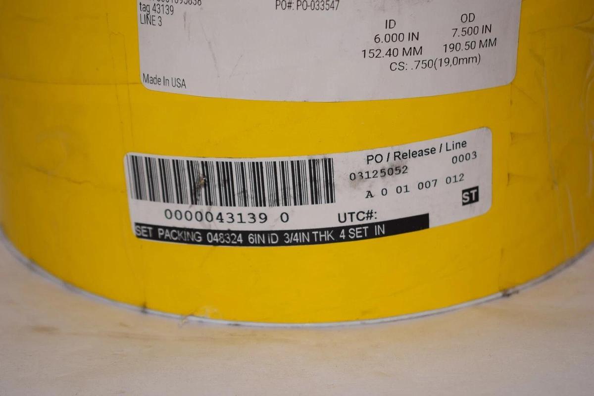 CHESTERTON 1730 Mechanical Seal Service Packing Cut Ring 6" x 7.5" x .75" 4-RNG