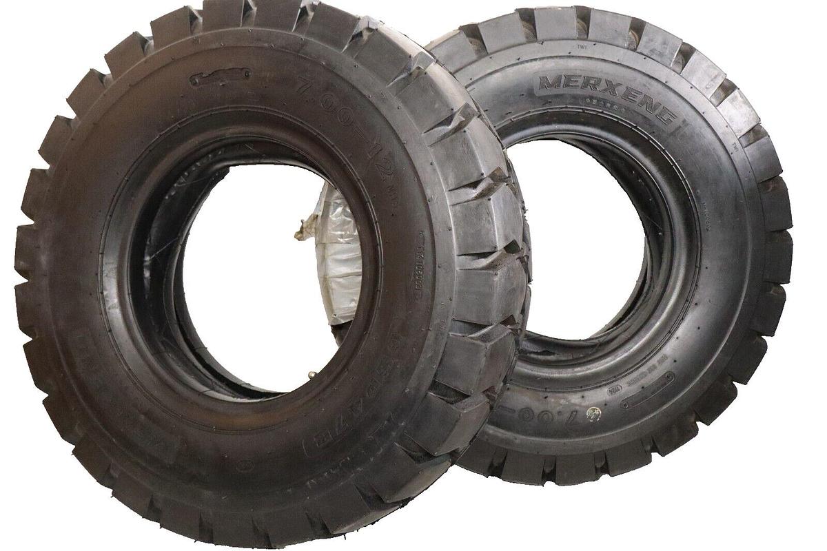 (NEW - PAIR) MERXENG 7.00-12 ( Tire + Tube) Forklift Replacement Tire
