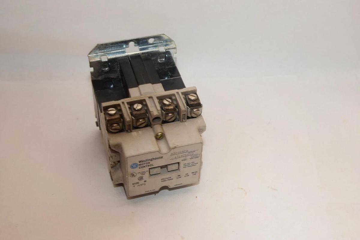 Used WESTINGHOUSE  A201KACA Size 00 9A 9 Amp 9 A Motor Control Contactor
