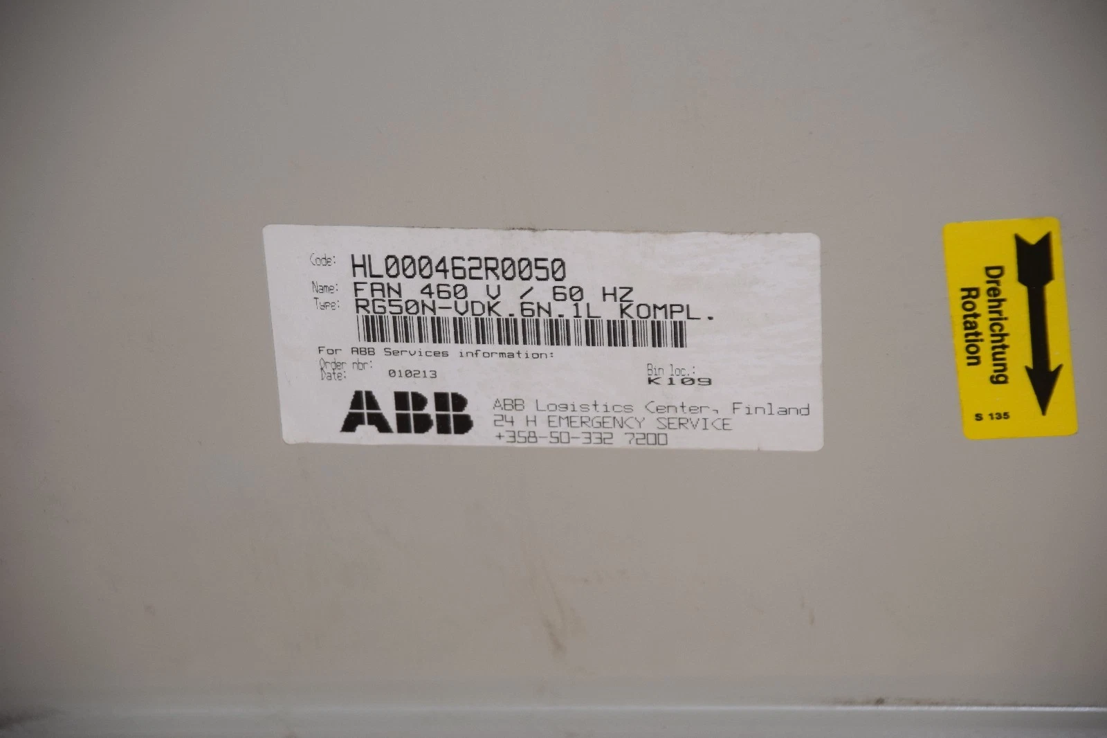Ziehl Abegg Large radial air blower ABB RG50N-VDK.6N.1L 00234607 122288 3ph 400