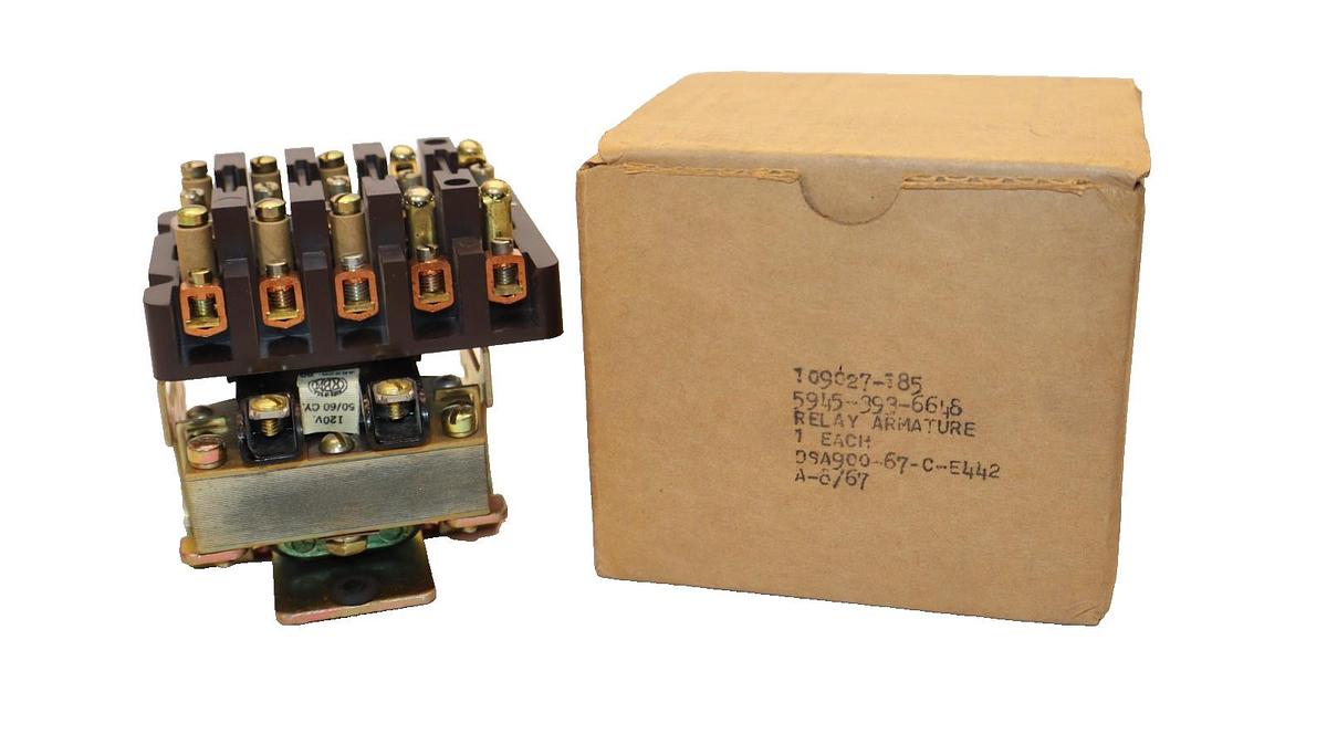 RBM Controls Relay Armature 30Amp 120V coil 109027 5945-393-6648 109027-185 NEW