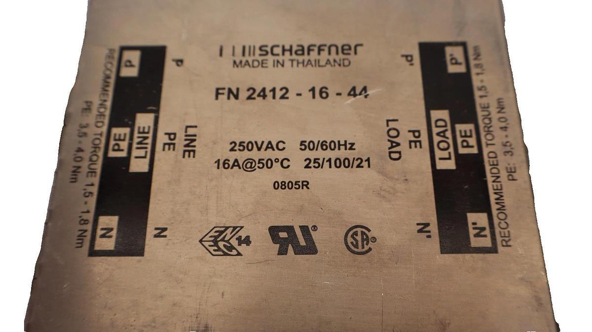 Used Schaffner FN 2412-16-44 , FN24121644 250Vac 50/60Hz Power Line Filter