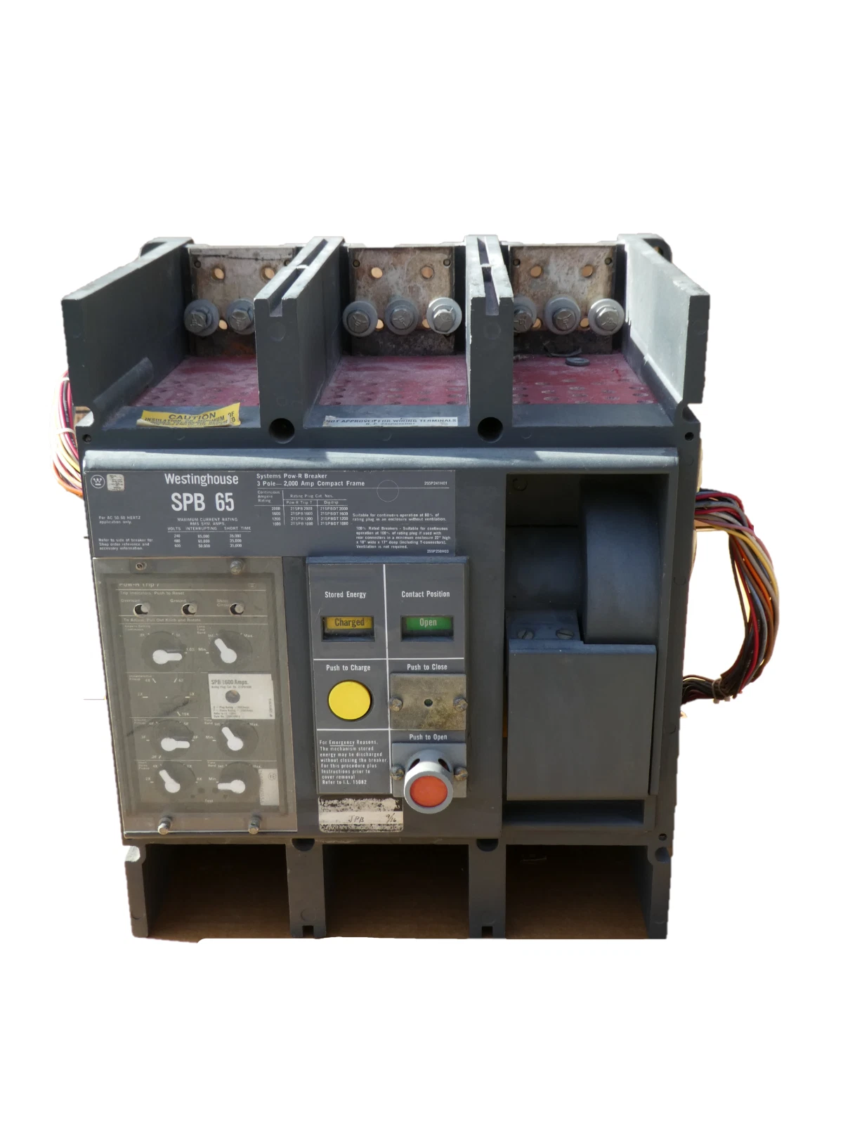 Used Westinghouse SPB 65 2000A Drawout Pow-R Breaker  w/ 1600 Amp Plug SPB100 2000 A