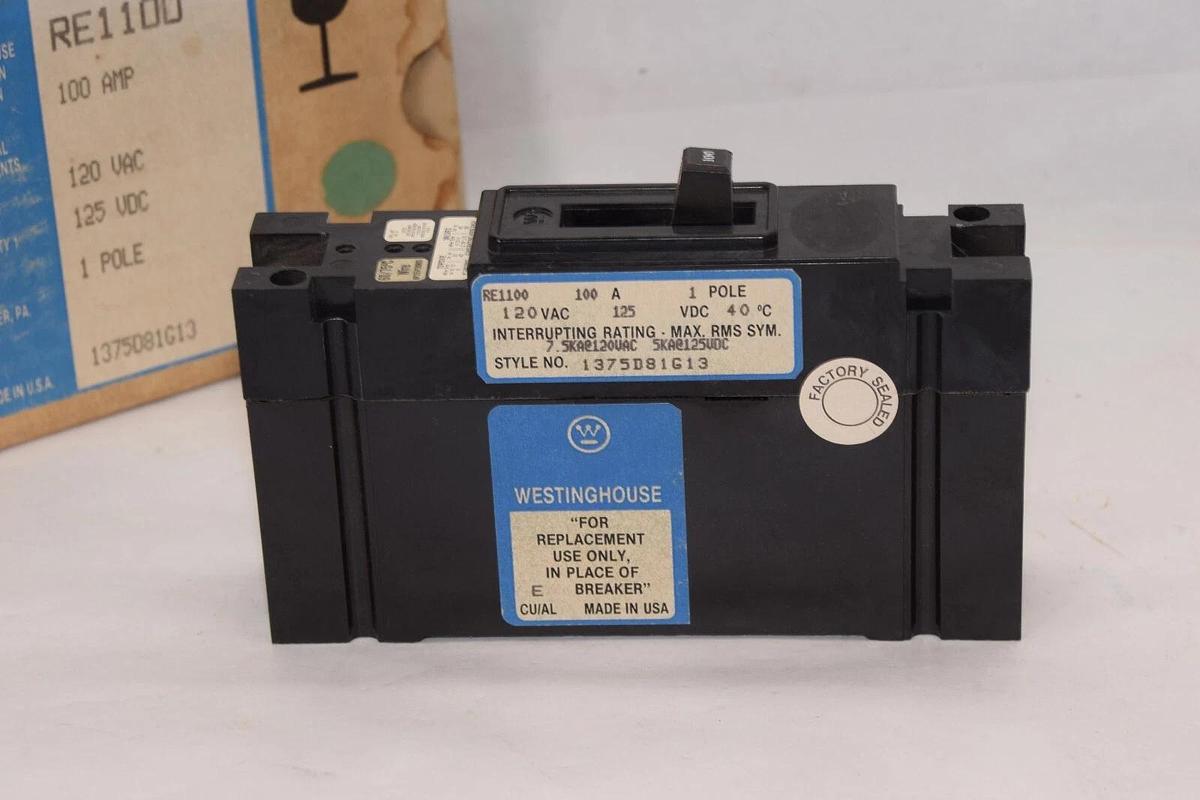 (NEW) WESTINGHOUSE RE1100 100A 1 Pole 120Vac 125Vdc Circuit Breaker