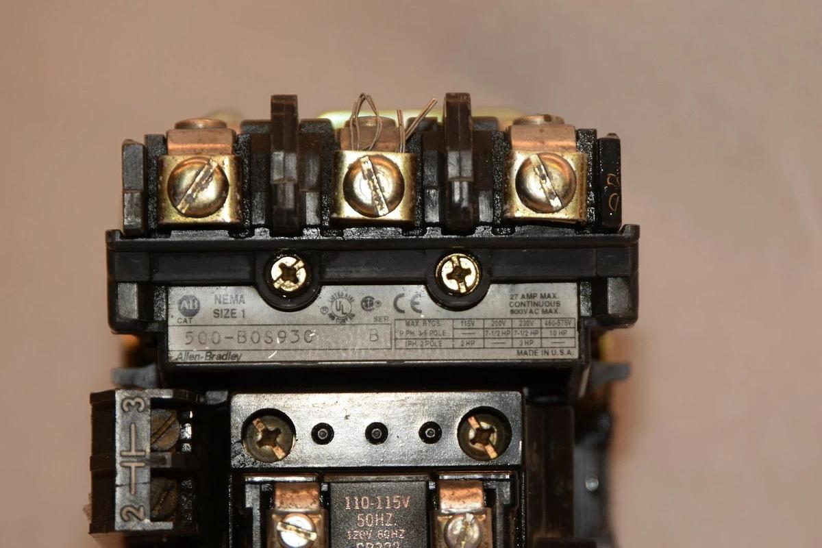 Used ALLEN BRADLEY 500-B0S930 Series B Size 1 3-5P 1PH 110-115V 50Hz Coil Contactor