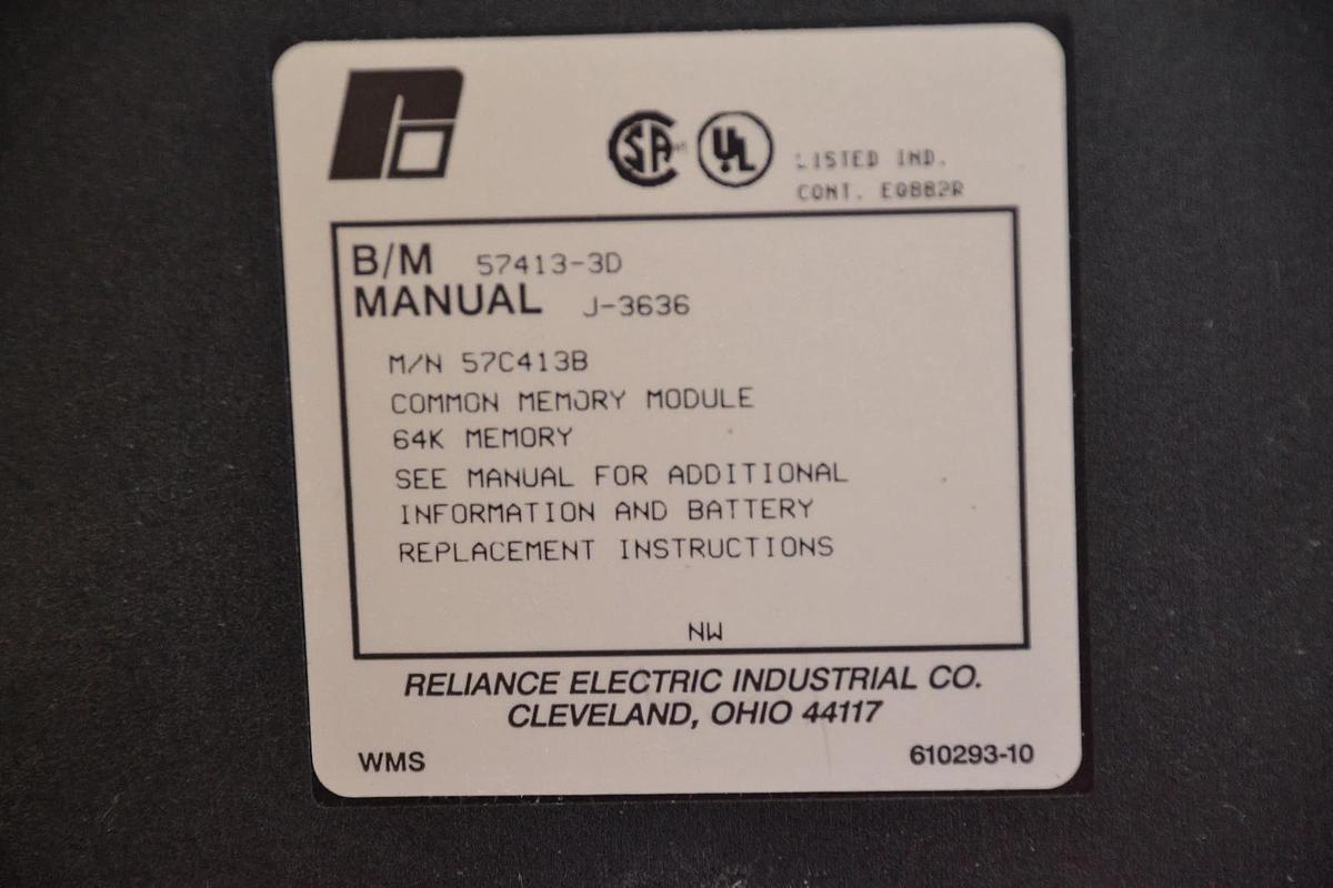 Used Reliance Common Memory Module 64K 57413-3D 57C413B