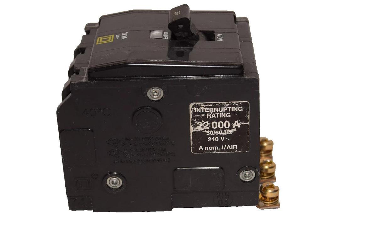 Used Square D 20A Circuit Breaker QOB320VH 20 Amp 3P 3 pole 240V 22KA