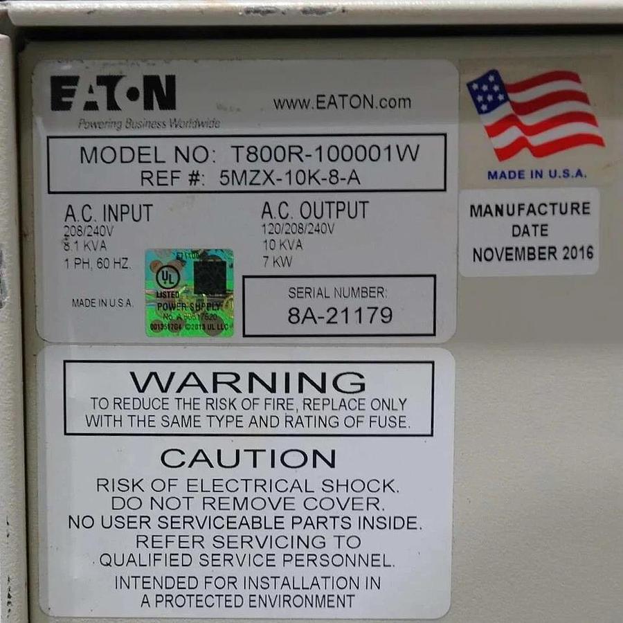 Used Eaton T800R-100001W, 1 phase Power-Sure 800 Power Conditioner, 10 KVA 120/240V