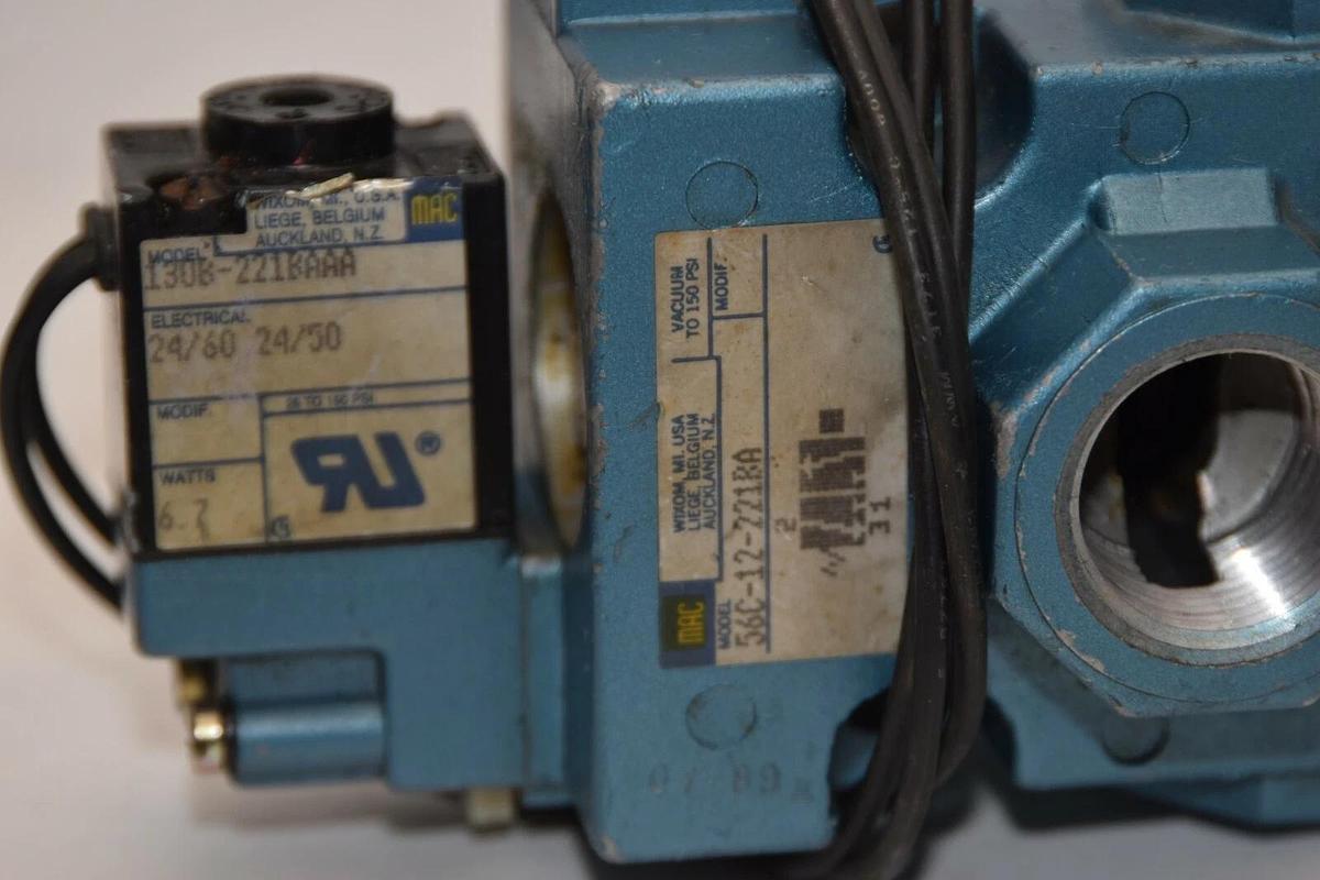 (NEW) MAC VALVES 56C-12-221BA Pneumatic Valve With 130B-221BAAA Solenoid Valve