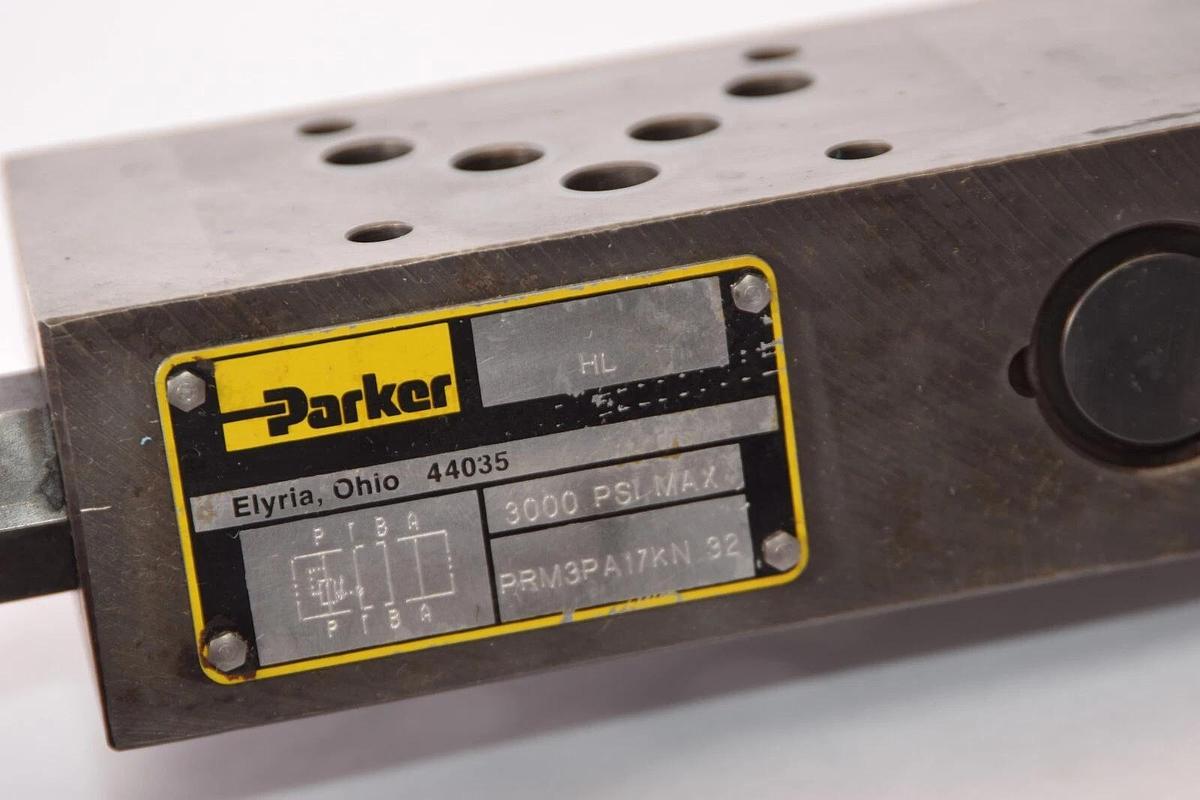Used PARKER PRM3PA17KN32 3000psi Manapak Hydraulic Pressure Reducing Valve