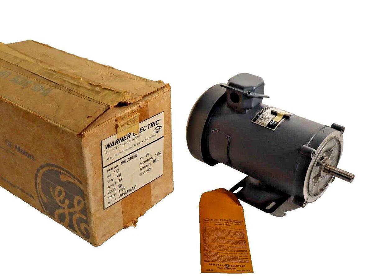 Warner Electric Seco DC Motor M0F6210110 5BPB56KAA59 1/2hp .5hp 90v 1725rpm NEW