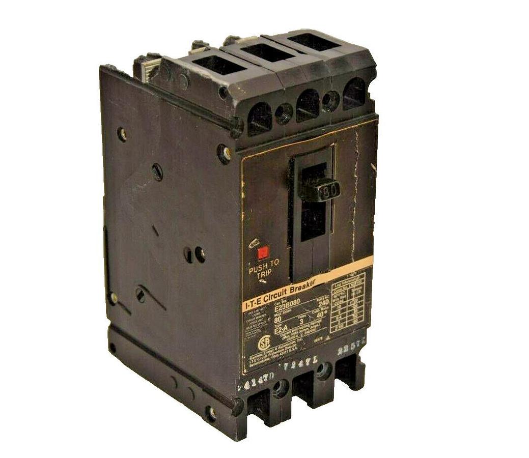Used SIEMENS ITE E23B080 80A 80 Amp 80 A 240Vac 3P Type E2-A Circuit Breaker *Chip*