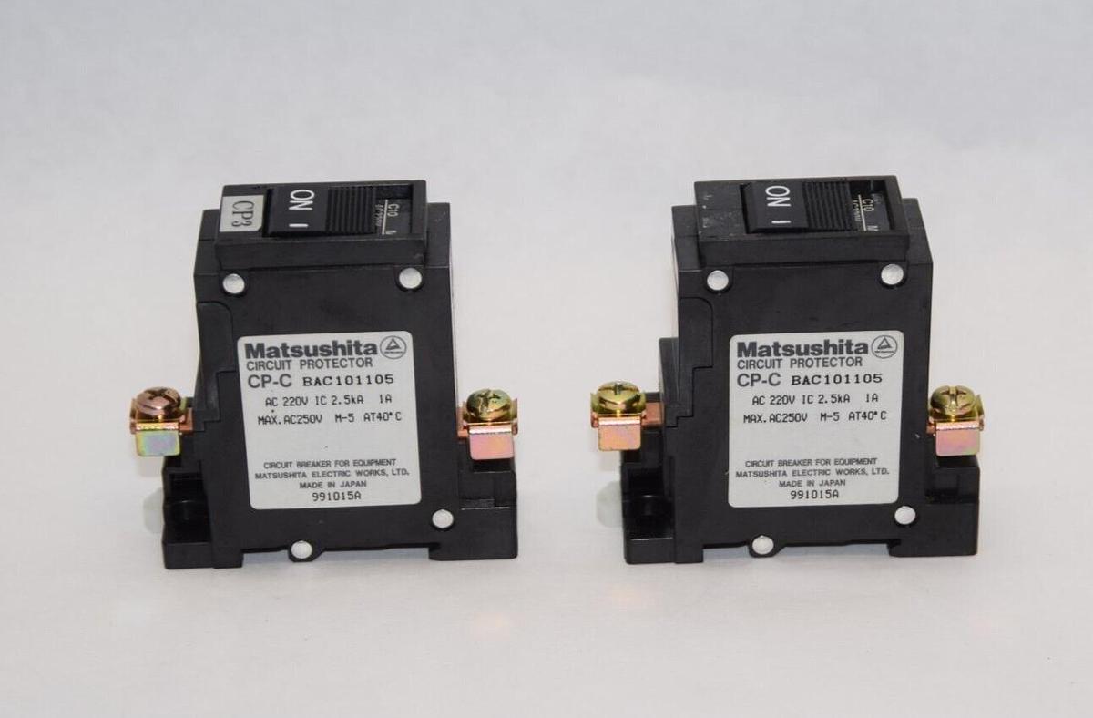 Used (Lot of 2) MATSUSHITA CP-C / BAC101105 220V 2.5kA 1A Circuit Protector