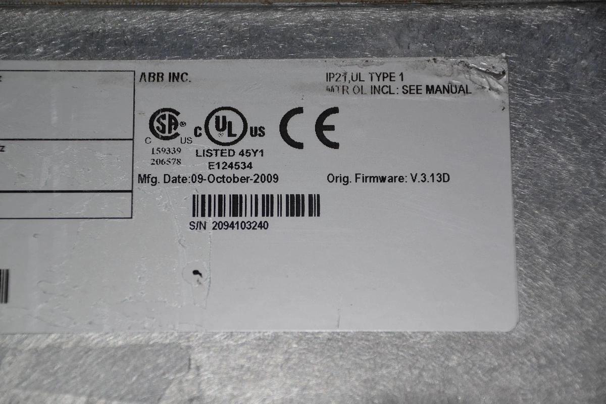 Used ABB  DRIVE ACH550-CARUH-031A-2 ACH550 CARUH 031A 2  240Vac 3PH 1PH