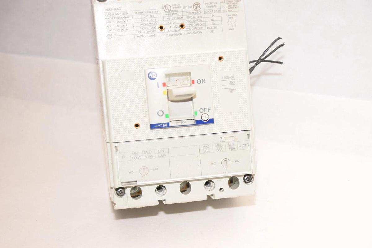 Used ALLEN BRADLEY Circuit Breaker 80A 140G-J6X3 140GJ6X3 Type HACR 3 Pole 80 Amp