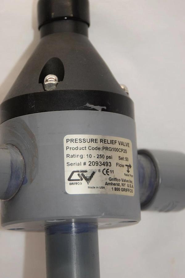(NEW) GRIFFCO VALVE INC. PRG100CP2S 10-250psi Pressure Relief Valve