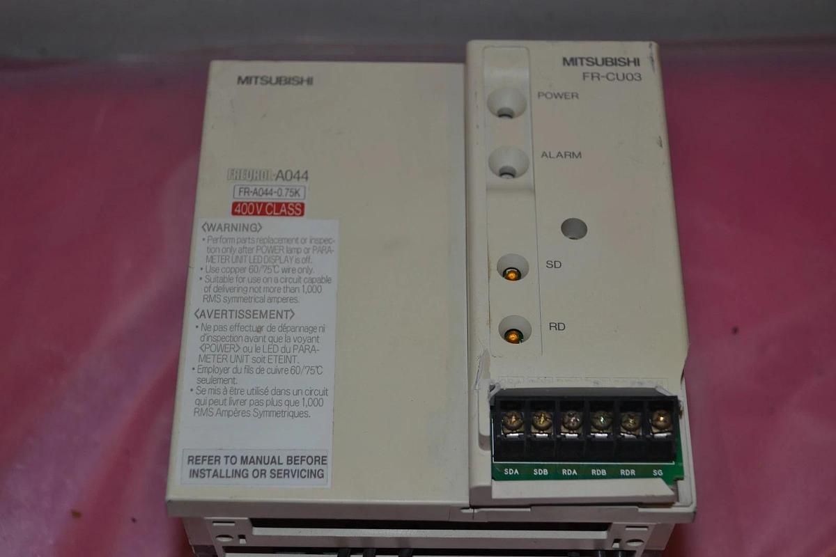 Used MITSUBISHI DRIVE FR A044 0 75K UL FRA044075KUL FR-A044-0.75K-UL 3HP 4.1A  *READ*