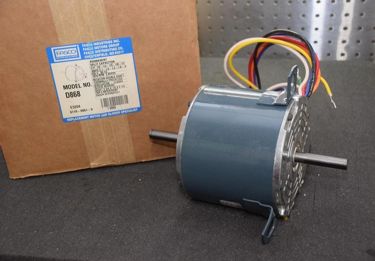 FASCO D868 230V 60Hz 1075rpm 5 Speed DBL Shaft Permanent Split Capacitor (NIB)
