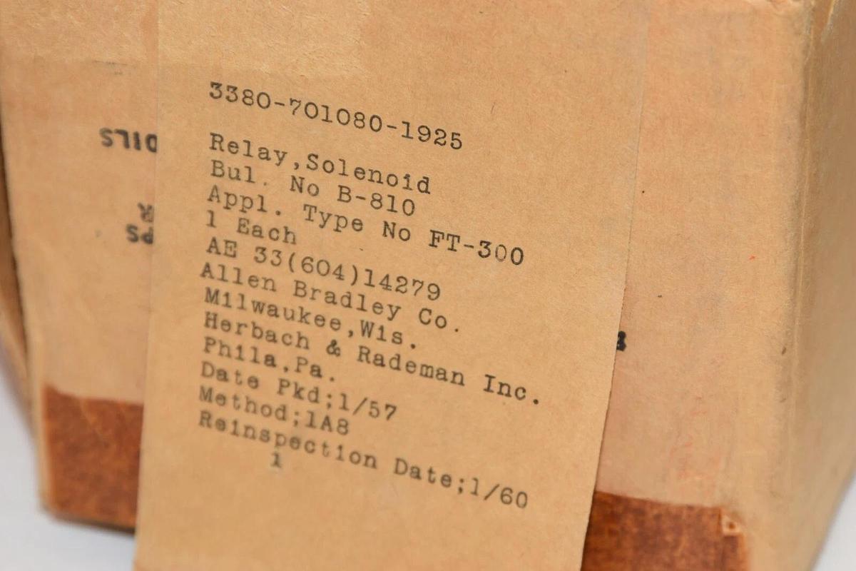 (NEW) ALLEN BRADLEY 810 3380-701080-1925 FT-300 Time Current Solenoid Relay