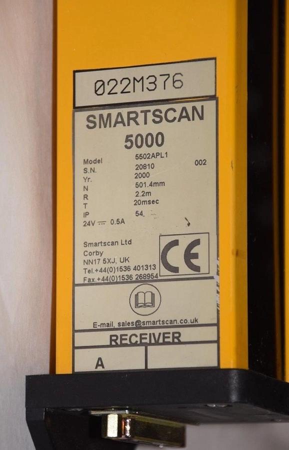Used SMARTSCAN 5000 INFRARED SENSING LIGHT CURTAIN 5502APL1 Receiver