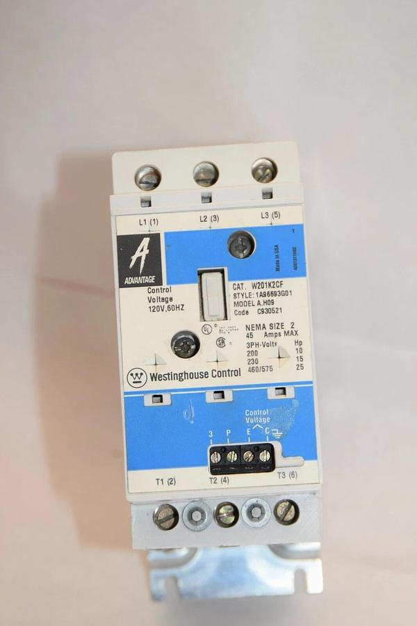 Used WESTINGHOUSE W201K2CF 1A96693G01 A.H09 C930521 Size 2 45A 120V Coil Contactor