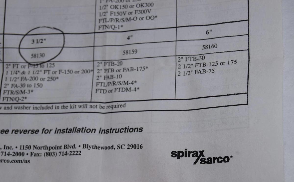 Spirax Sarco 3-1/2" Float Ball Kit 3.5" 58130 (NEW)