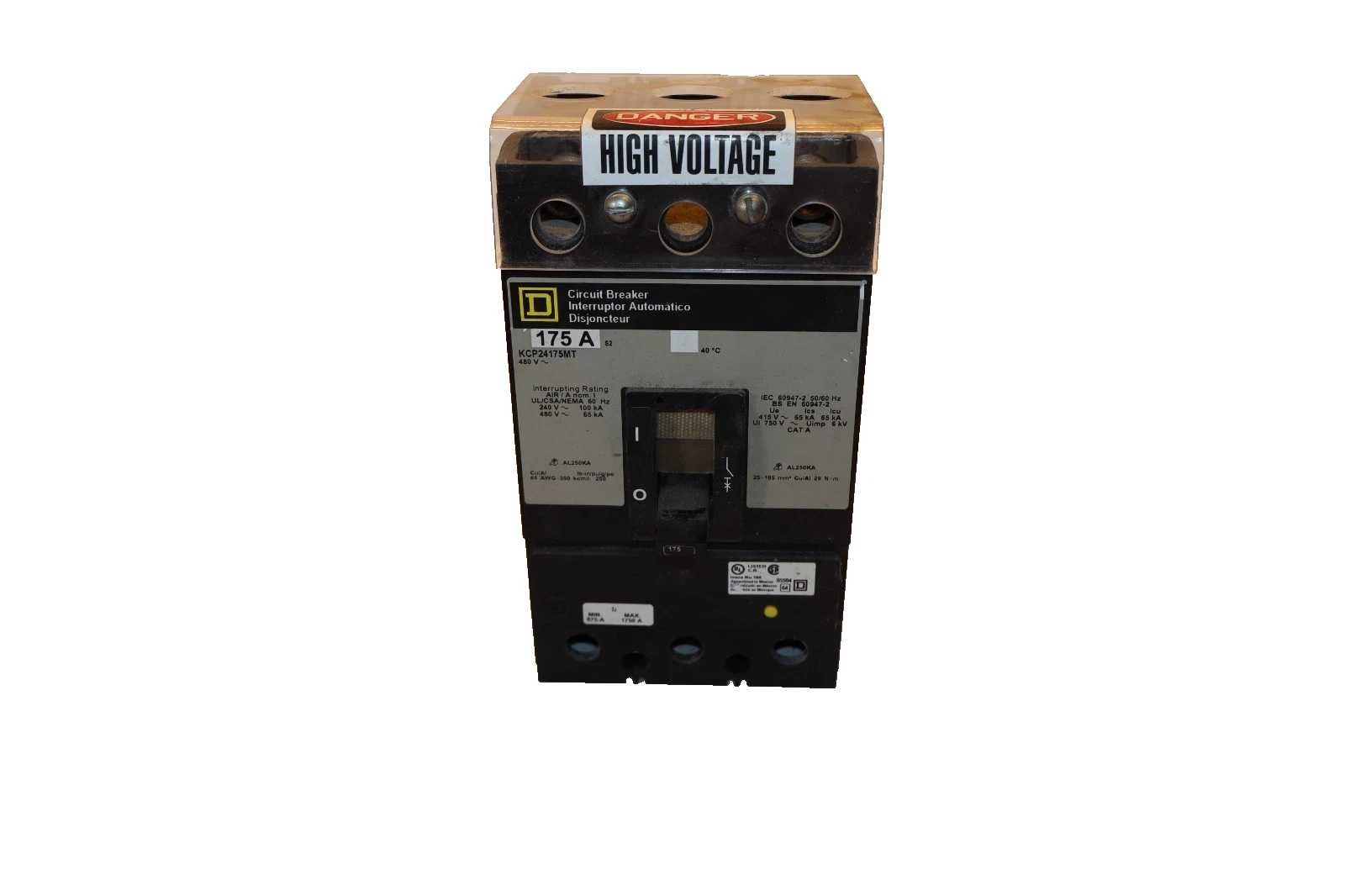Used Square D 175A 175 Amp Circuit Breaker KCP24175MT 480V