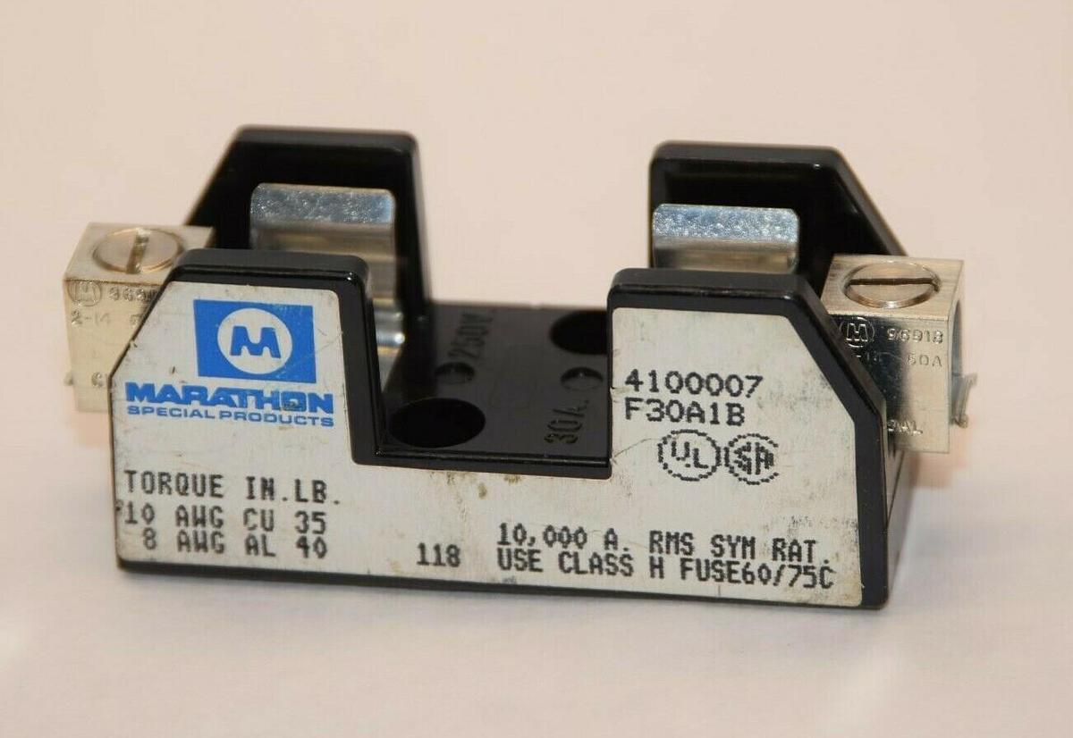 Used MARATHON 4100007 F30A1B Fuse Block Holder