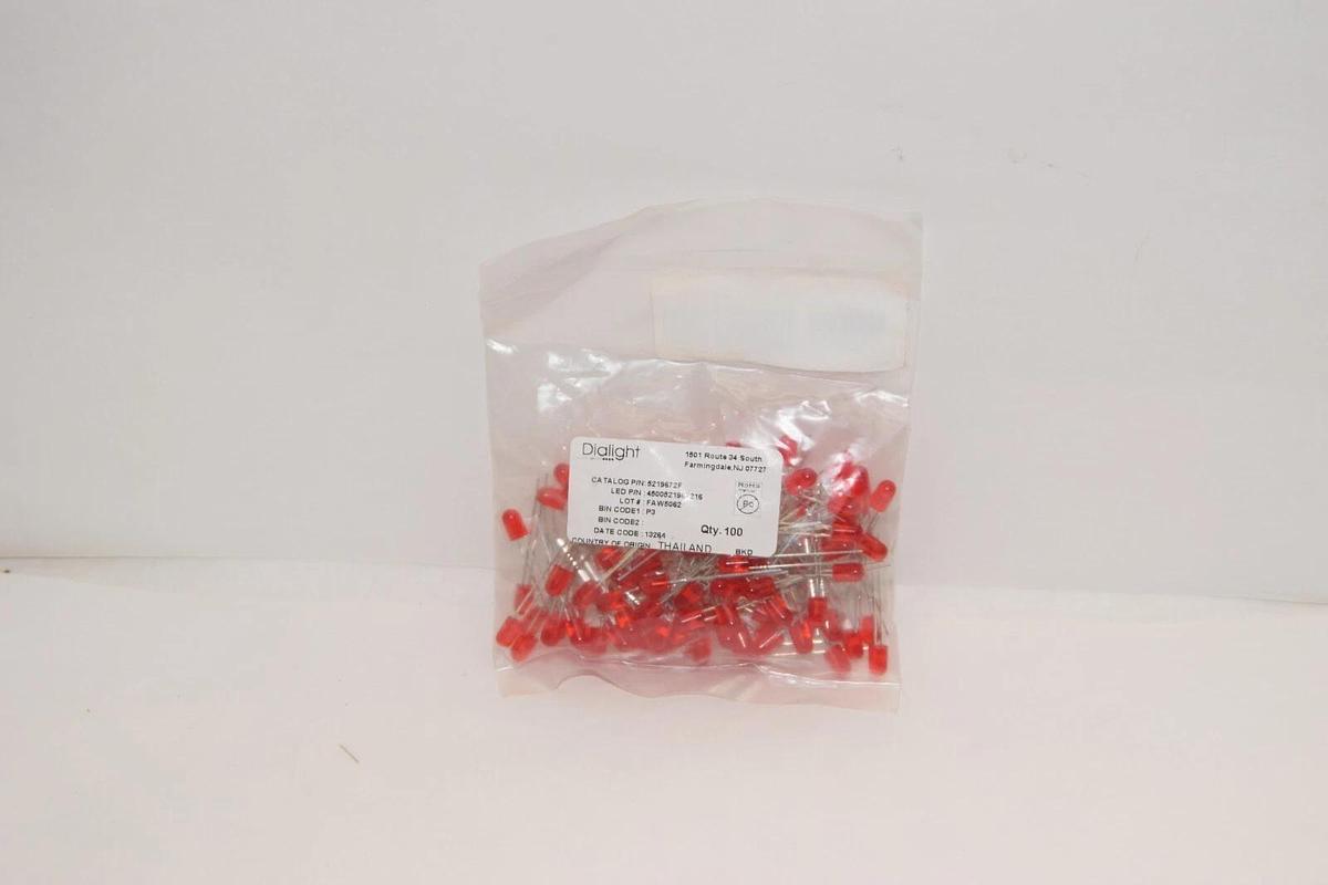 (NEW -Pack 100) DIALIGHT 5219672F 5mm Red Diffused Twin Leads LED Diode