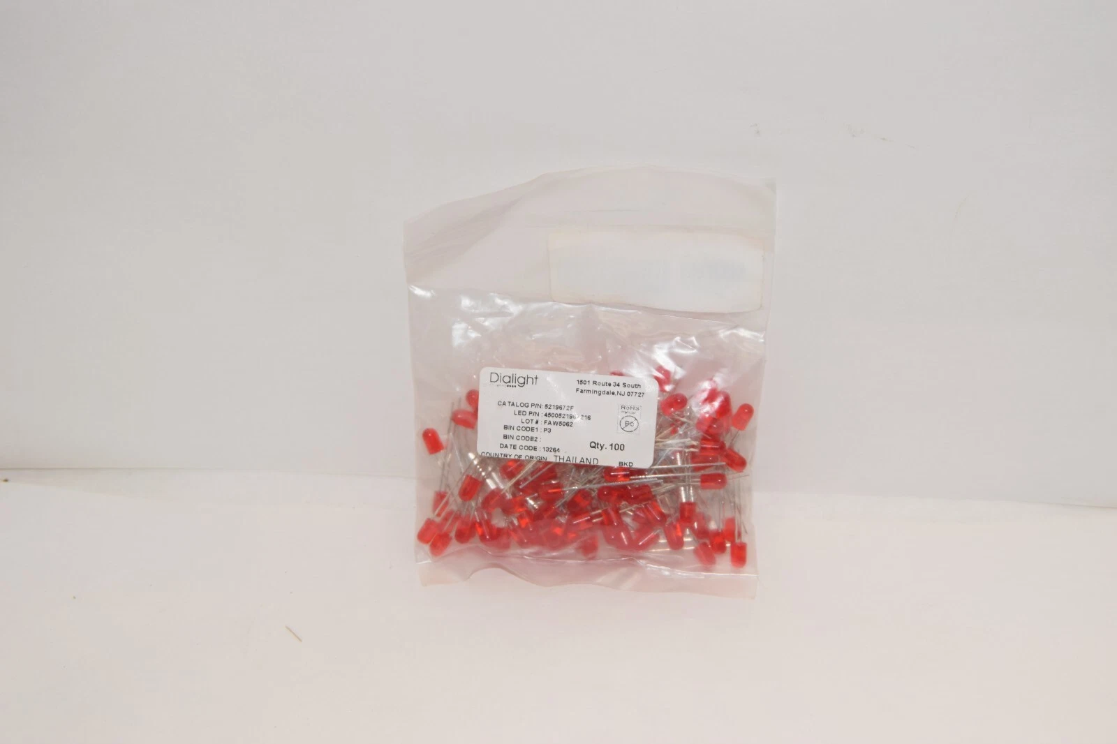 (NEW -Pack 100) DIALIGHT 5219672F 5mm Red Diffused Twin Leads LED Diode