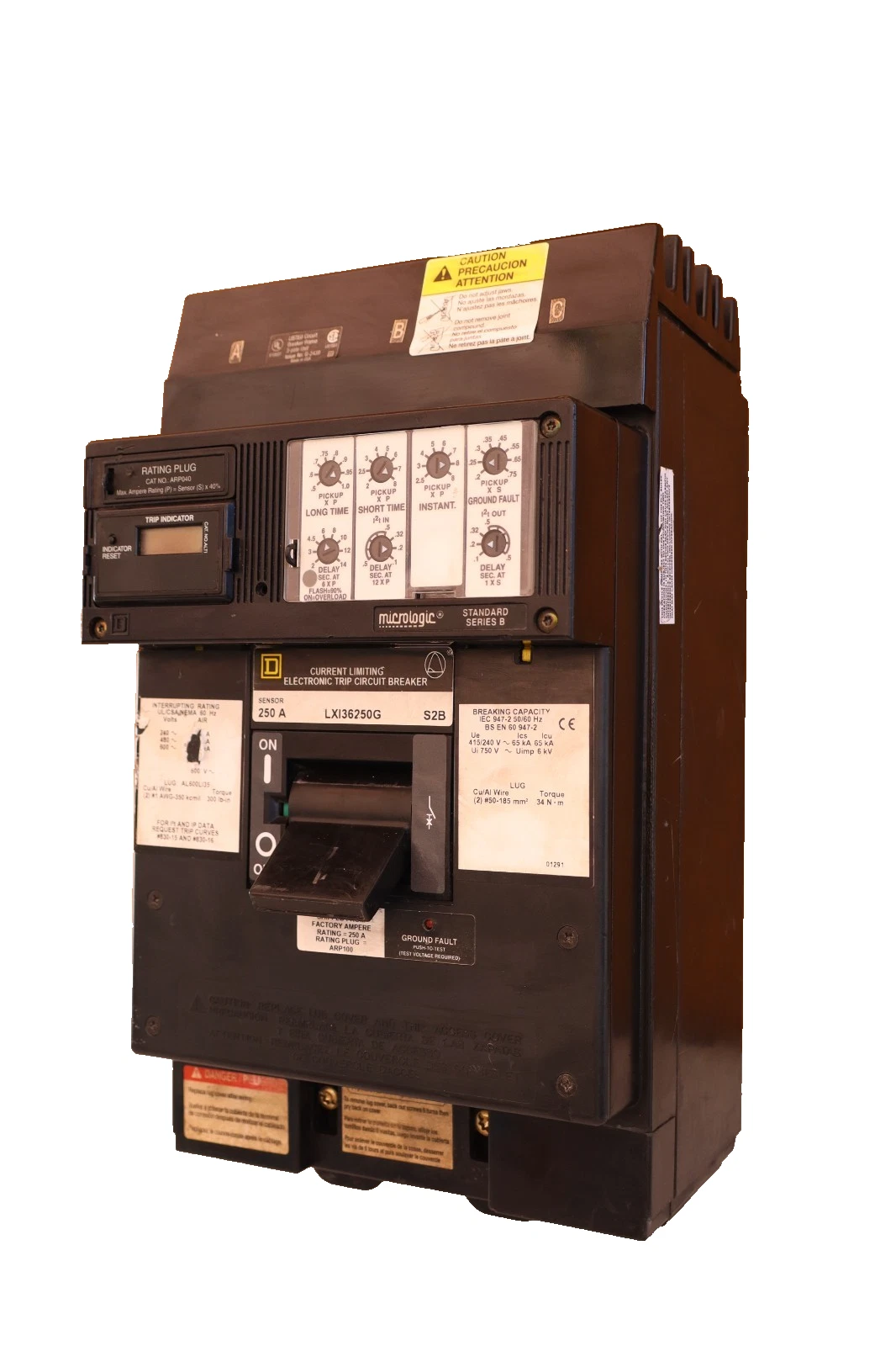 Used Square D Breaker 250A 250 Amp LXI36250G ARP040 Micrologic SerB Ground Fault