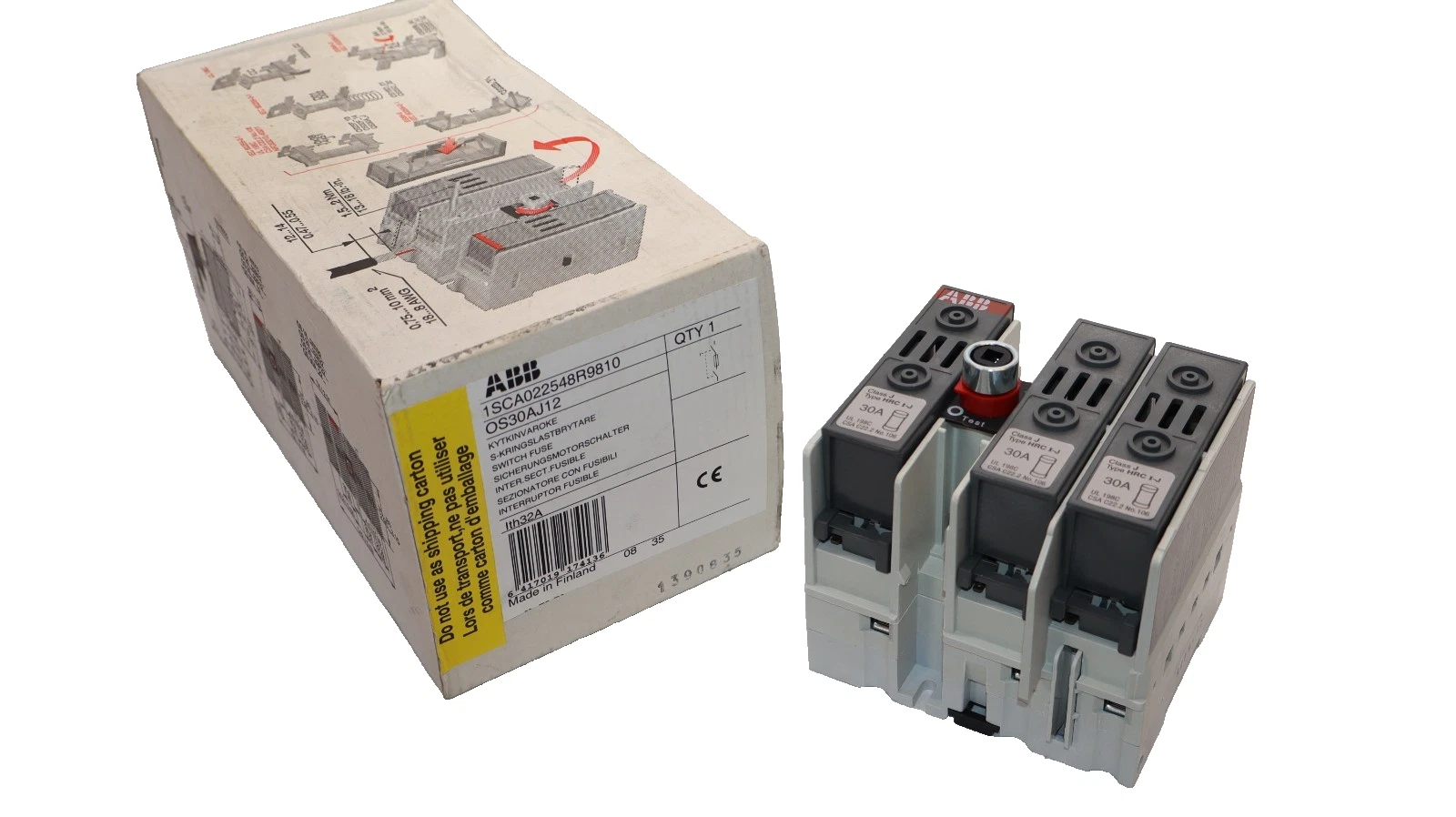 ABB OS 30AJ12 , OS30AJ12 30A 3 Pole General Purpose Fuse Switch (New)