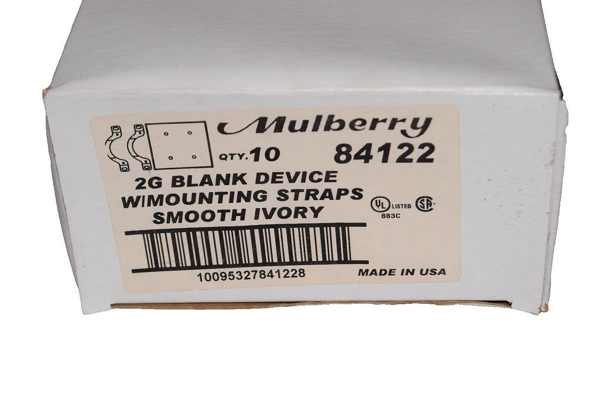 Mulberry 2 Gang Blank Cover w/ Mounting Straps 84122 Smooth Ivory *Lot of 10 NEW