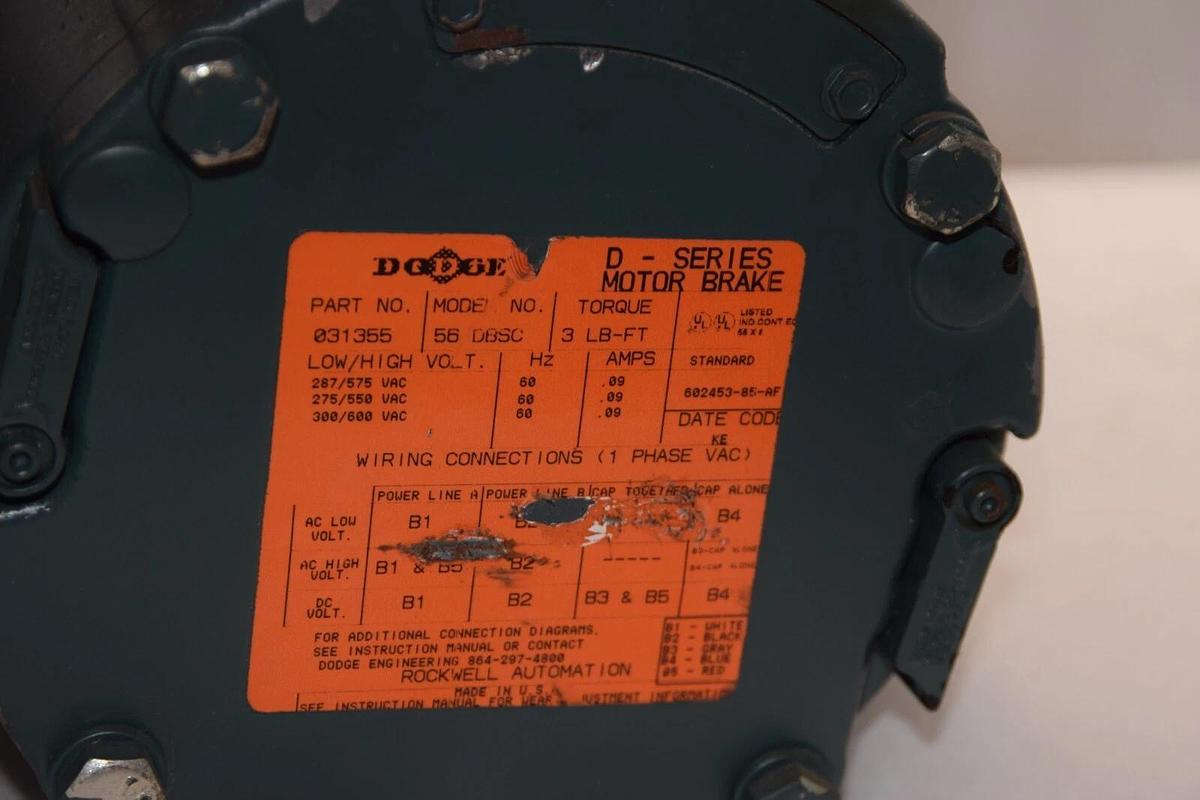 (NEW) DODGE FB56CG16A50 50:1 Ratio 575V 1.8Amp Gear Reducer Dual Output