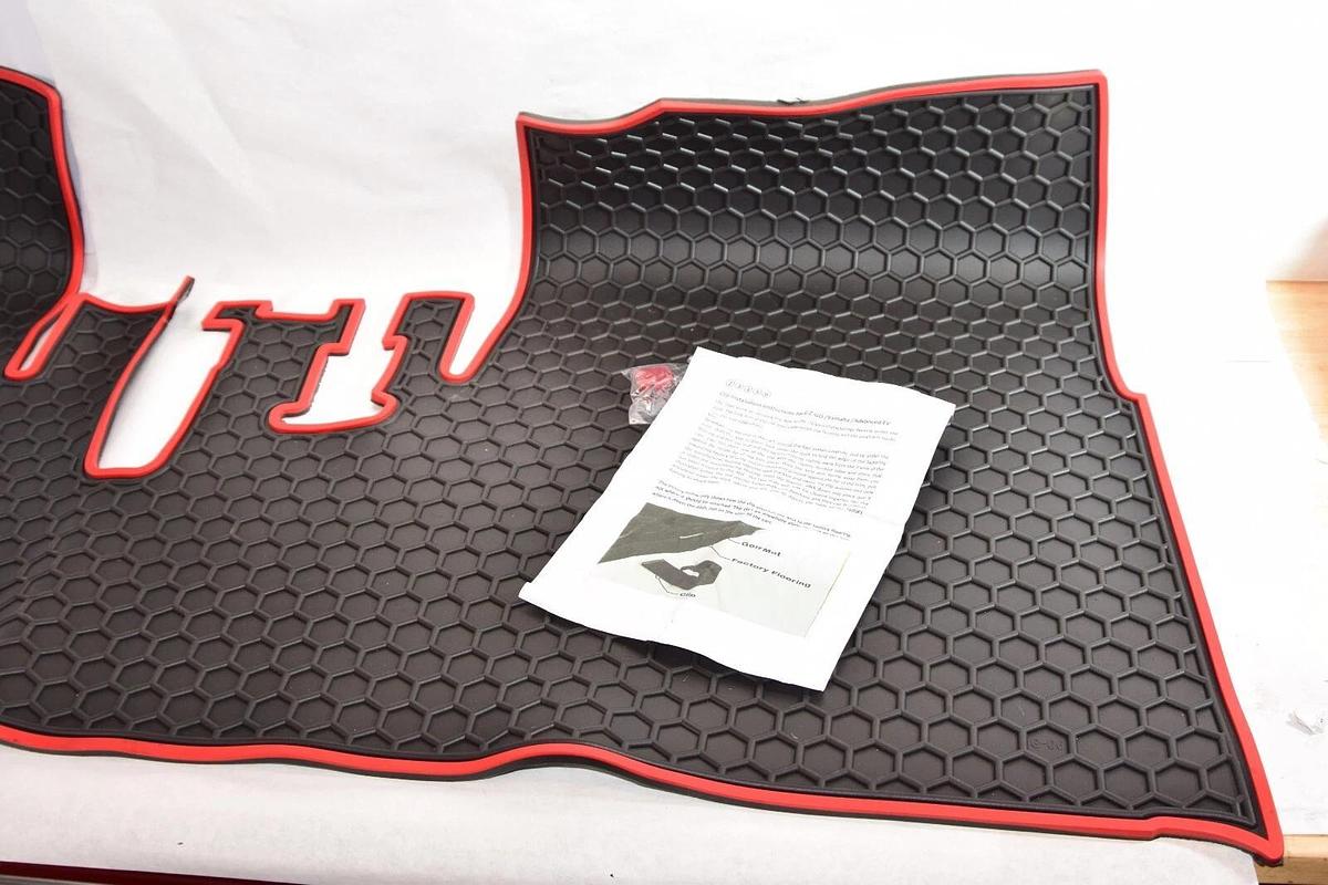 (NEW) MATERICUO X0033JVJD Full Coverage Custom Fit Golf Cart Floor Liner Mat Red