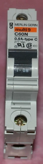 Used MERLIN GERIN BREAKER MULTI9 C60N 0.5A-TYPE C 0.5A TYPE C 0.5 AMP A 277 VAC