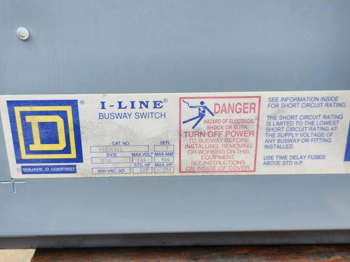 Used SQUARE D I-Line Fusible Busway Switch PBQ3640G 400A 400 Amp Ser 7 3P3W 600v 3ph