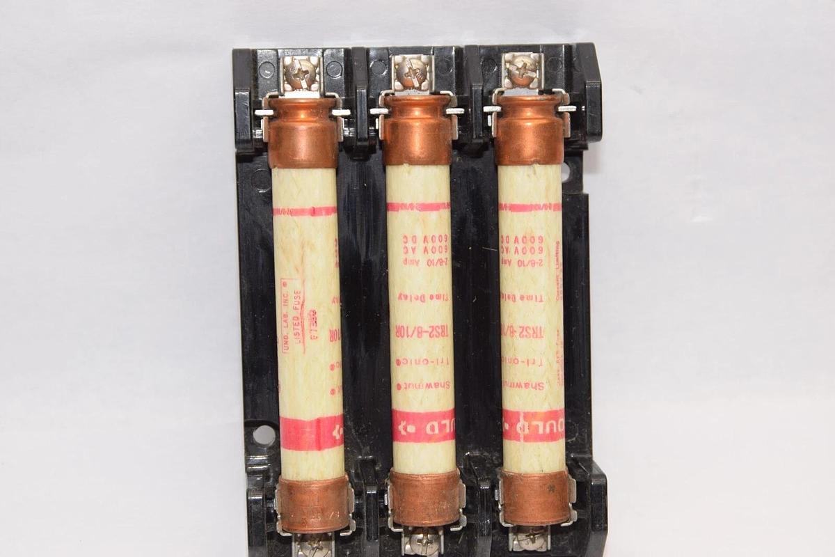 Used MARATHON 6R30A3SP 30Amp 600V Fuse Holder With Gould TRS2-8/10R Tri-Onic Fuse