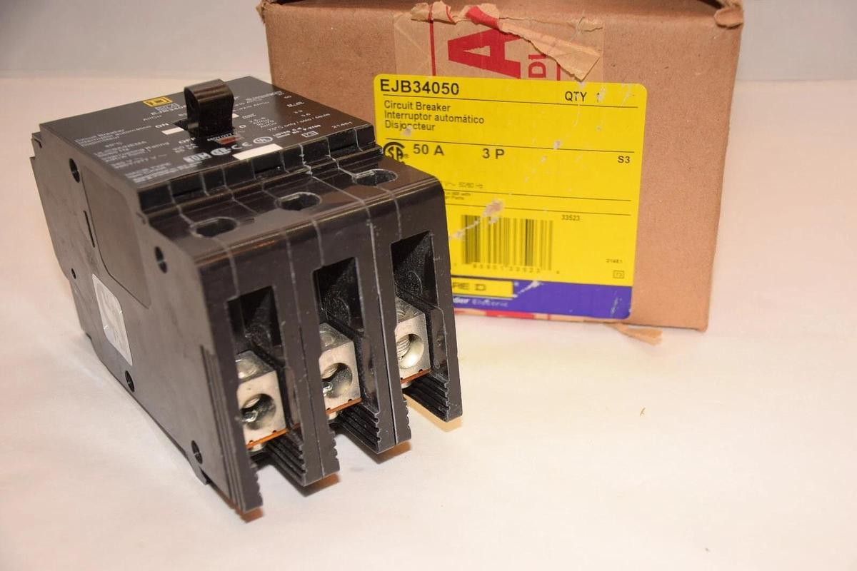 SQUARE D Circuit Breaker EJB34050 50A 50 Amp 3P 3 Pole HACR 240v 480y/277v (NEW)