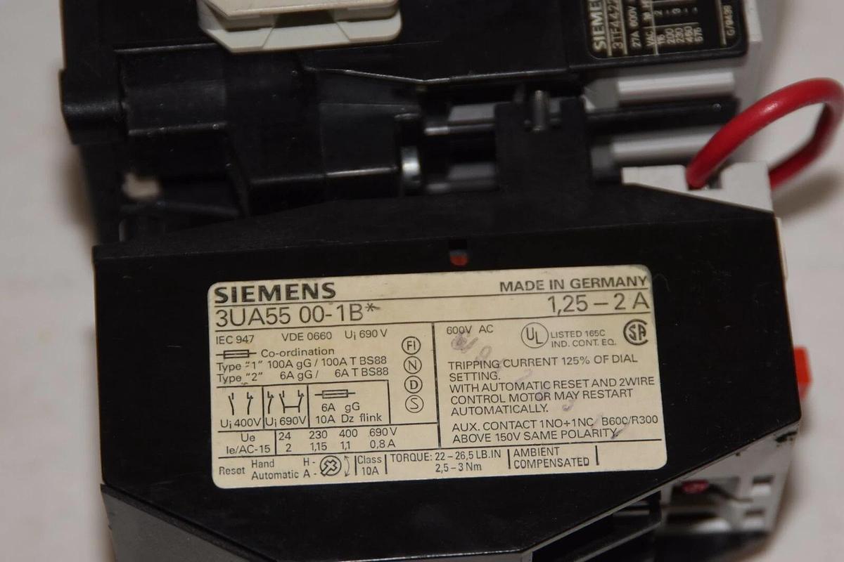 Used SIEMENS Size Sz 1 Starter 3TF4422-0A..1 110-120v coil  Relay 3UA55 00-1B* 1,25-2